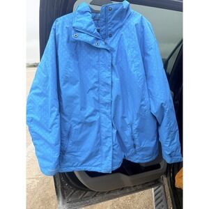 Columbia Womens 3X Blue Insulated Hooded Winter Jacket Plus Size Patterned